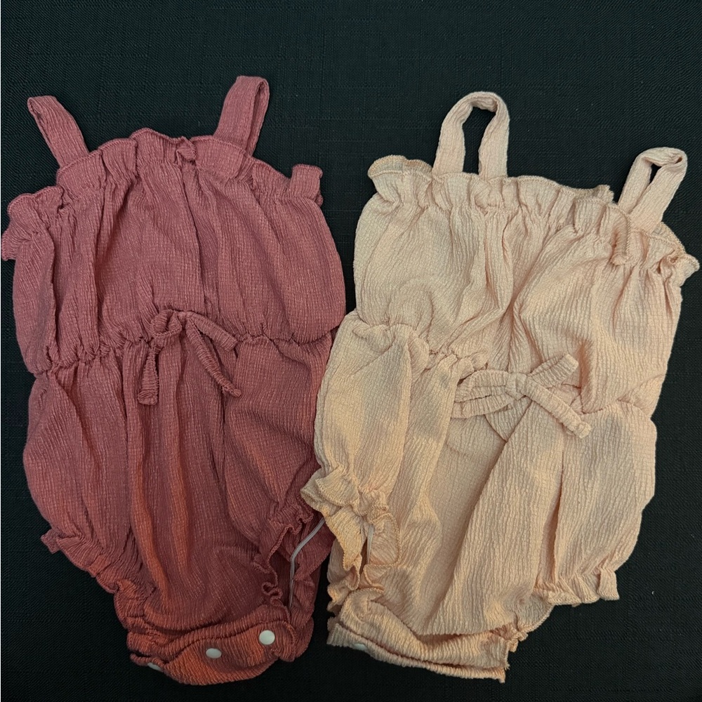 Set of Two Baby Rompers in Pink and Cream
